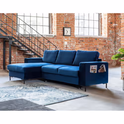 Best Mobilier Lilly, Bleu, Velours, Métal, 2360 mm, 1480 mm, 850 mm