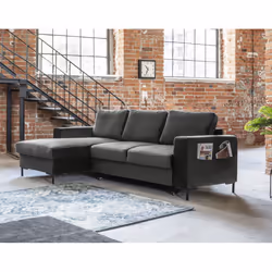 Best Mobilier Lilly, Gris, Velours, Métal, 2360 mm, 1480 mm, 850 mm