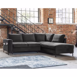 Best Mobilier Lilly, Gris, Velours, Métal, 2370 mm, 1970 mm, 850 mm