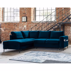 Best Mobilier Lilly, Bleu, Velours, Métal, 2370 mm, 1970 mm, 850 mm