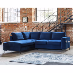 Best Mobilier Lilly, Bleu, Velours, Métal, 2370 mm, 1970 mm, 850 mm