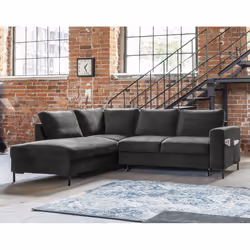 Best Mobilier Lilly, Gris, Velours, Métal, 2370 mm, 1970 mm, 850 mm