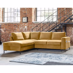 Best Mobilier Lilly, Jaune, Velours, Métal, 2370 mm, 1970 mm, 850 mm