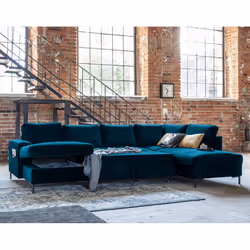 Best Mobilier Lilly Canapé d'angle 7 siège(s) Bleu
