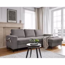 Best Mobilier Lilly, Gris, Velours, Métal, 2360 mm, 1480 mm, 850 mm