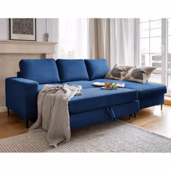 Best Mobilier Lilly Canapé d'angle 4 siège(s) Bleu