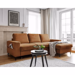Best Mobilier Lilly, Couleur rouille, Velours, Métal, 2360 mm, 1480 mm, 850 mm