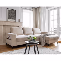 Best Mobilier Lilly, Beige, Velours, Métal, 2360 mm, 1480 mm, 850 mm