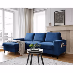 Best Mobilier Lilly, Bleu, Velours, Métal, 2360 mm, 1480 mm, 850 mm