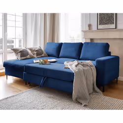 Best Mobilier Lilly Canapé d'angle 4 siège(s) Bleu