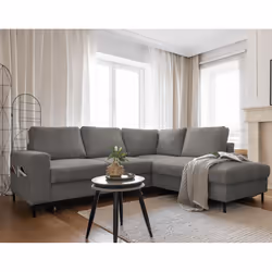 Best Mobilier Lilly, Gris, Velours, Métal, 2370 mm, 1970 mm, 850 mm