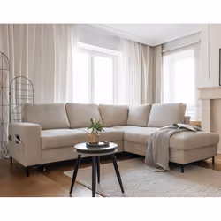 Best Mobilier Lilly, Beige, Velours, Métal, 2370 mm, 1970 mm, 850 mm