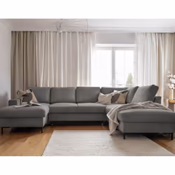 Best Mobilier Lilly, Gris, Velours, Métal, 2360 mm, 1480 mm, 850 mm