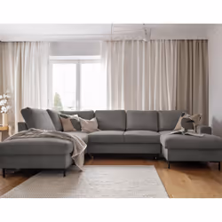 Best Mobilier Lilly, Gris, Velours, Métal, 2360 mm, 1480 mm, 850 mm