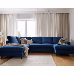 Best Mobilier Lilly, Bleu, Velours, Métal, 2360 mm, 1480 mm, 850 mm