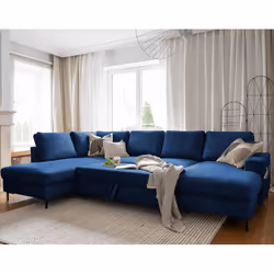 Best Mobilier Lilly Canapé d'angle 7 siège(s) Bleu