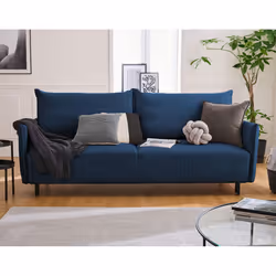 Best Mobilier Valentina, Bleu, Velours, Bois, Métal, 2140 mm, 980 mm