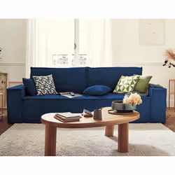 Best Mobilier Dellia, Bleu, Velours, Plastique, 2490 mm, 920 mm, 860 mm