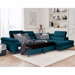 Best Mobilier Pablo Canapé d'angle 5 siège(s) Bleu