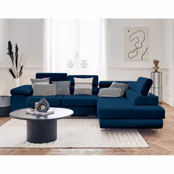 Best Mobilier Pablo, Bleu, Velours, Bois, Métal, 2720 mm, 2020 mm