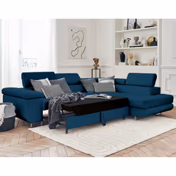 Best Mobilier Pablo Canapé d'angle 5 siège(s) Bleu