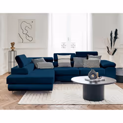 Best Mobilier Pablo, Bleu, Velours, Bois, Métal, 2720 mm, 2020 mm