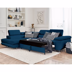 Best Mobilier Pablo Canapé d'angle 5 siège(s) Bleu