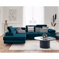Best Mobilier Pablo, Bleu, Velours, Bois, Métal, 2720 mm, 2020 mm
