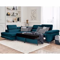 Best Mobilier Pablo Canapé d'angle 5 siège(s) Bleu