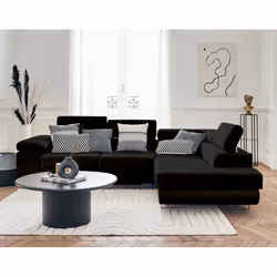 Best Mobilier Pablo, Noir, Velours, Bois, Métal, 2720 mm, 2020 mm