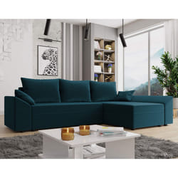 Best Mobilier Mike Canapé d'angle 4 siège(s) Bleu