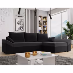 Best Mobilier Mike, Noir, Gris, Velours, Plastique, 2480 mm, 1390 mm, 800 mm