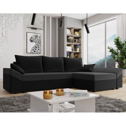 Best Mobilier Mike Canapé d'angle 4 siège(s) Noir, Gris