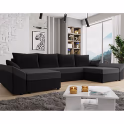 Best Mobilier Mike, Noir, Gris, Velours, Bois, Plastique, 3210 mm, 1390 mm