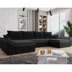 Best Mobilier Mike Canapé d'angle 7 siège(s) Noir, Gris