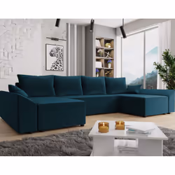 Best Mobilier Mike, Bleu, Velours, Bois, Plastique, 3210 mm, 1390 mm