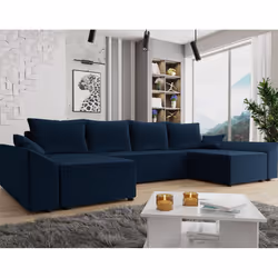 Best Mobilier Mike, Bleu, Marine, Velours, Bois, Plastique, 3210 mm, 1390 mm