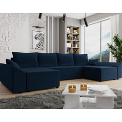 Best Mobilier Mike Canapé d'angle 7 siège(s) Bleu, Marine