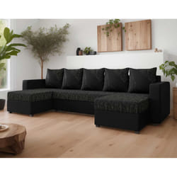 Best Mobilier Romy Canapé d'angle 7 siège(s) Noir, Gris
