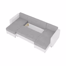 Best Mobilier Romy Canapé d'angle 7 siège(s) Gris, Blanc