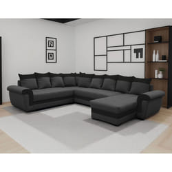 Best Mobilier Henry Canapé d'angle 7 siège(s) Noir, Blanc