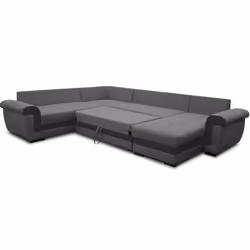 Best Mobilier Henry Canapé d'angle 7 siège(s) Noir, Blanc