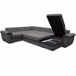 Best Mobilier Henry Canapé d'angle 7 siège(s) Noir, Blanc