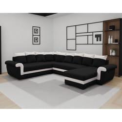 Best Mobilier Henry Canapé d'angle 7 siège(s) Noir, Gris