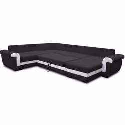 Best Mobilier Henry Canapé d'angle 7 siège(s) Noir, Gris