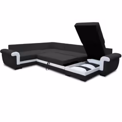Best Mobilier Henry Canapé d'angle 7 siège(s) Noir, Gris