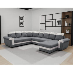 Best Mobilier Henry Canapé d'angle 7 siège(s) Noir, Gris