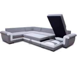 Best Mobilier Henry Canapé d'angle 7 siège(s) Noir, Gris