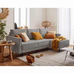 Best Mobilier Charlie, Gris, Velours, Métal, 2150 mm, 1460 mm, 900 mm