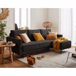 Best Mobilier Charlie, Gris, Velours, Métal, 2150 mm, 1460 mm, 900 mm
